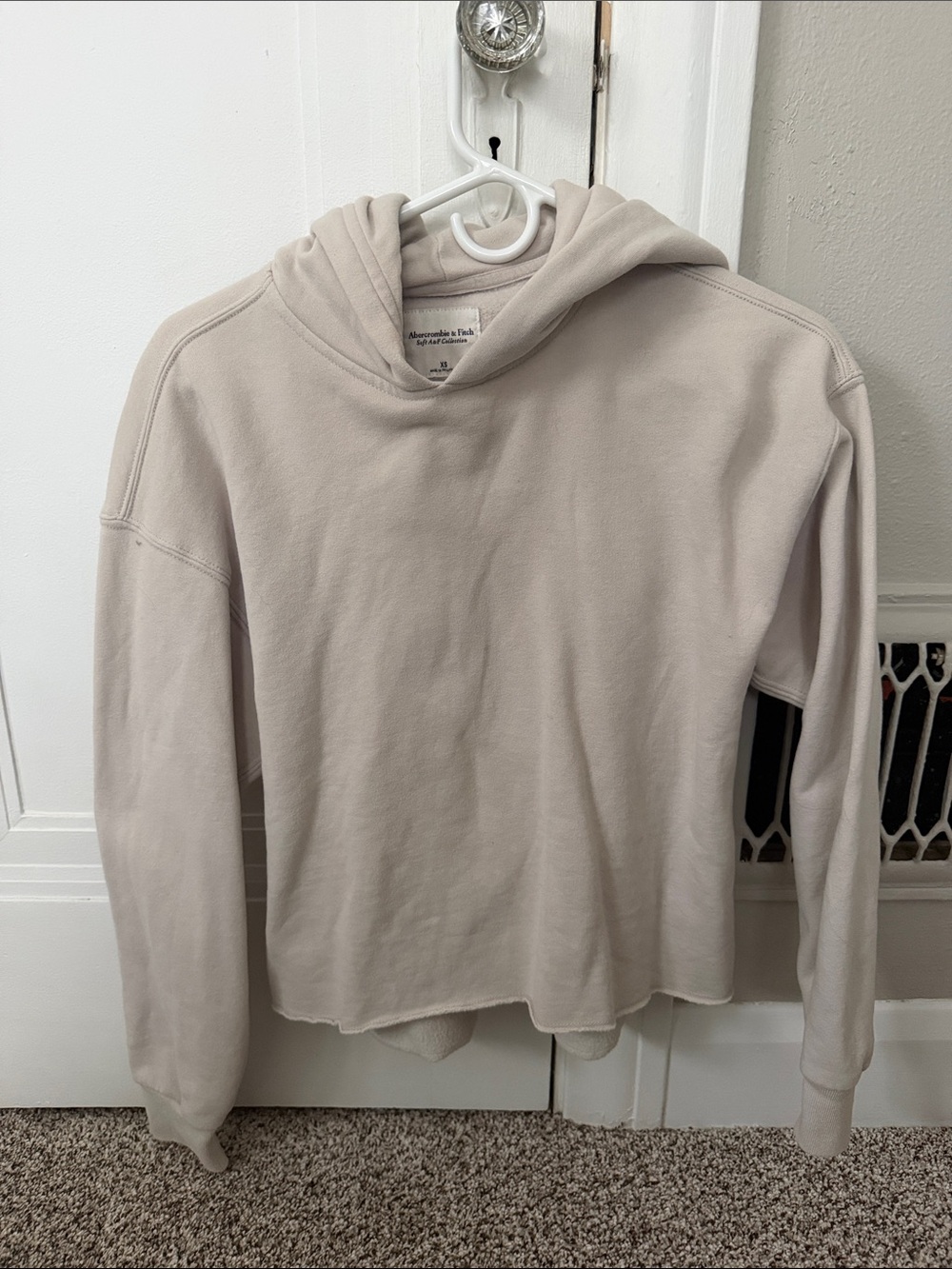 Abercrombie & Fitch Light Cream Hooded Crew Sweatshirt